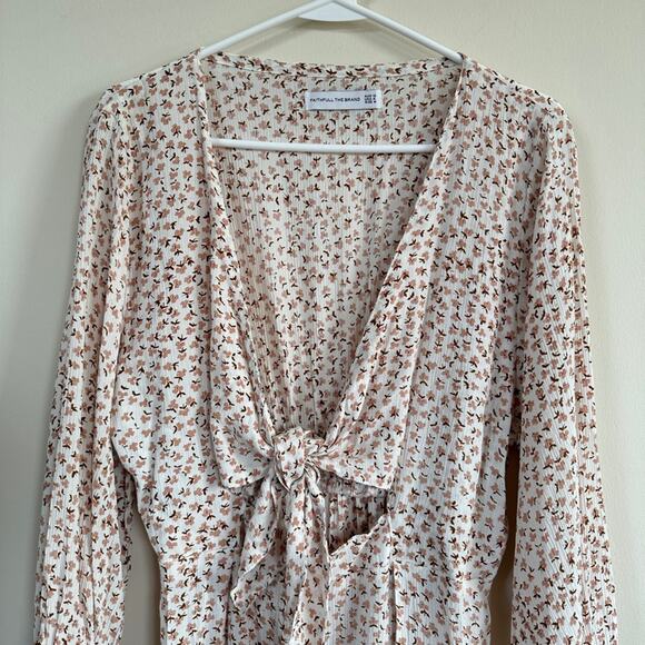 Faithfull The Brand Women MEDIUM Mini Dress Marigot Tie Front Azalea Floral Boho - Picture 3 of 12